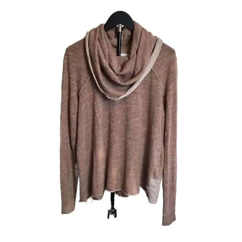 Free People Beach Marl Pullover Top Medium Large boho Dusty Pink Shirt